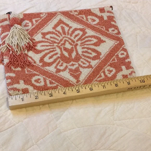 NWOT RARE Anthropologie Danica Embellished Pouch Pink 10.75" X 7.5" X .5" - Picture 3 of 7